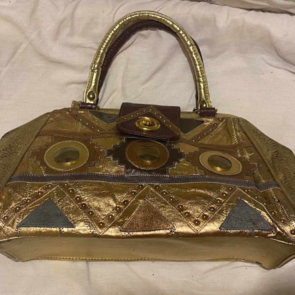 Vintage Metallic Top Handle Bag - Picture 4 of 6
